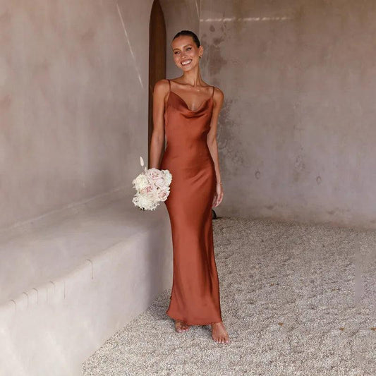 XIMENA - Vestido largo de satén - Natalia Ruiz