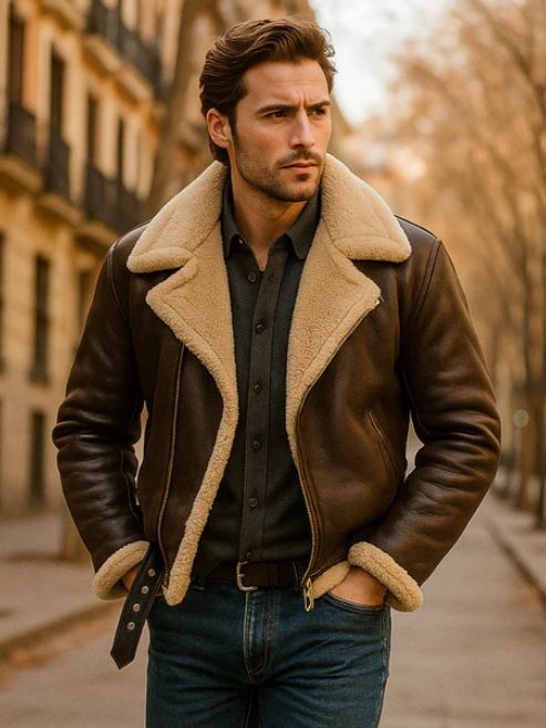 MAVERICK - Chaqueta de cuero acolchada